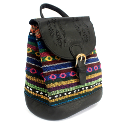  Italian Style Handbag - black Stripy With Fringe