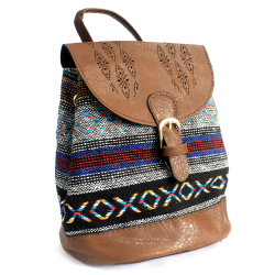  Italian Style Handbag - chocolate Stripy With Fringe